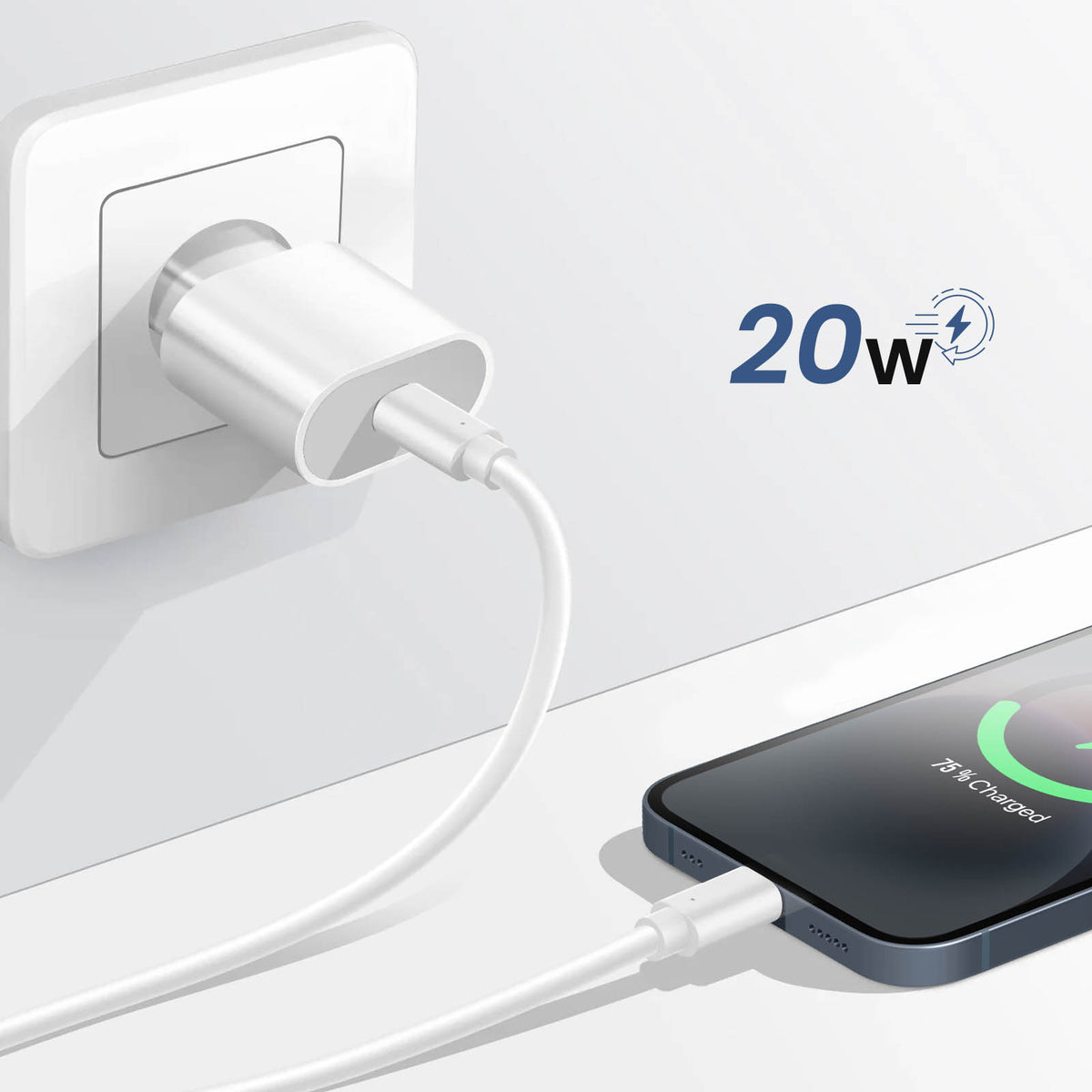 Ficha Cargador 20w Usb-c Carga Rápida Para iPhone