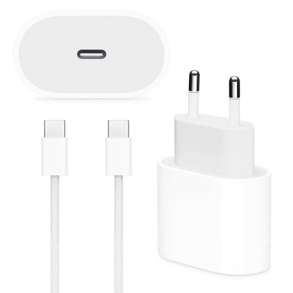 Cable USB-C + Ficha Cargador 20w iPhone 15 16 17
