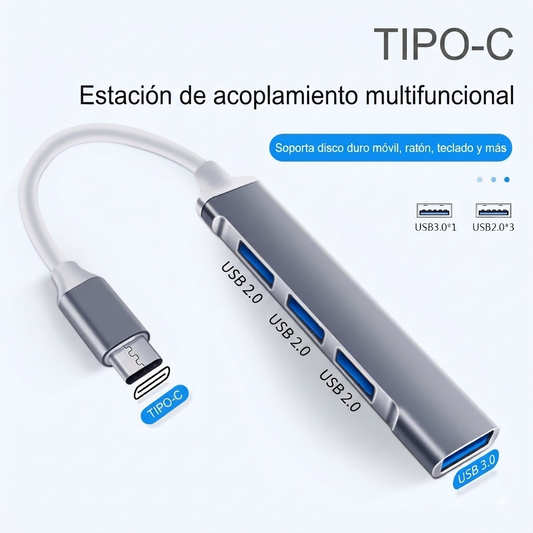 Adaptador Multipuerto 4 En 1 Usb C 3 Puertos Usb Macbook Pc